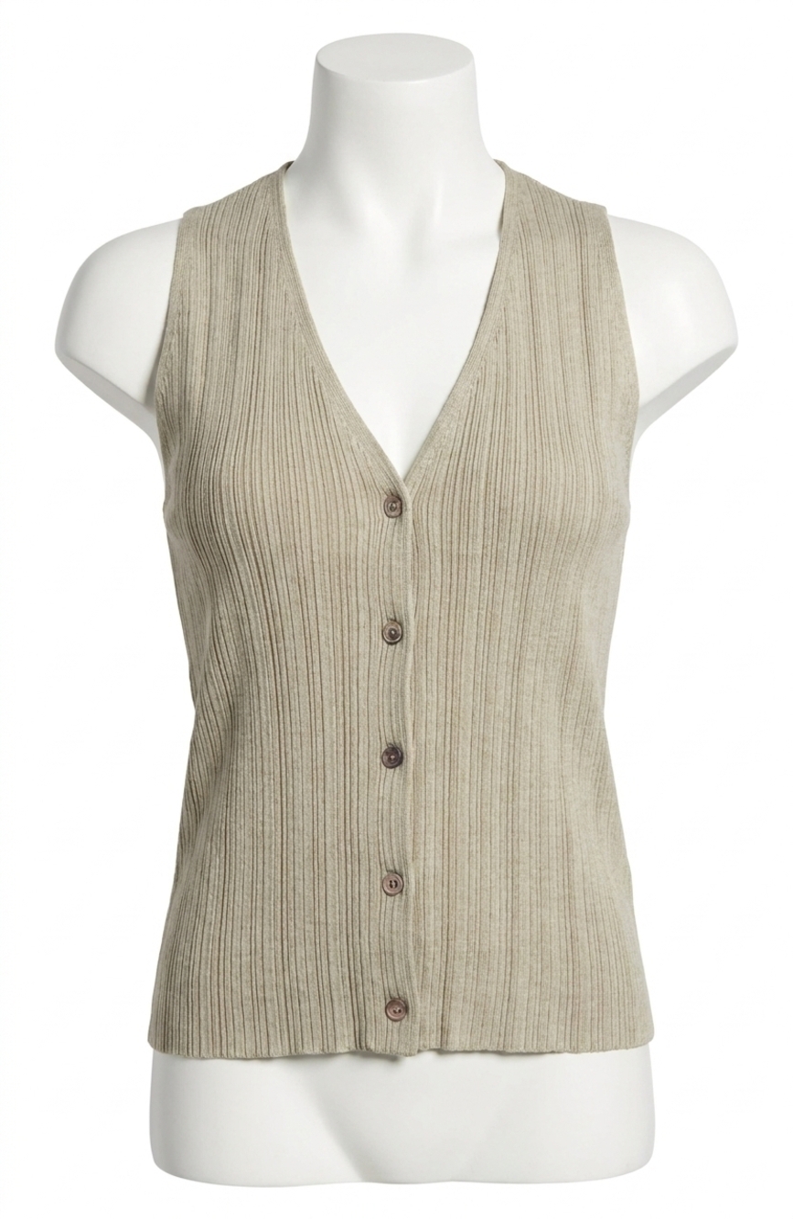 NEW CURRENT AIR button sweater vest in light taupe